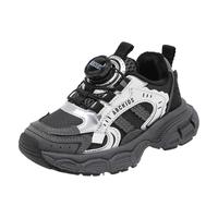 ABC KIDS童鞋男女童旋钮扣运动鞋2026秋冬保暖二棉鞋中大童加绒鞋【五折】 黑银灰 28 内长约17.7cm