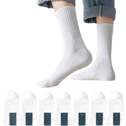 棉十三 5A抗菌 白色 均码 8双装 中筒袜