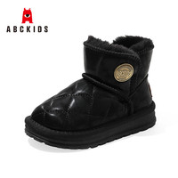 ABCKIDS ABC KIDS儿童雪地靴 儿童鞋大棉鞋加绒冬款靴子仿牛皮短靴 黑色