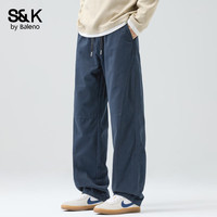 班尼路（Baleno）S&K系列复古纯棉工装裤男士秋冬新款加绒加厚宽松直筒休闲长裤子 藏蓝 【秋季新款】