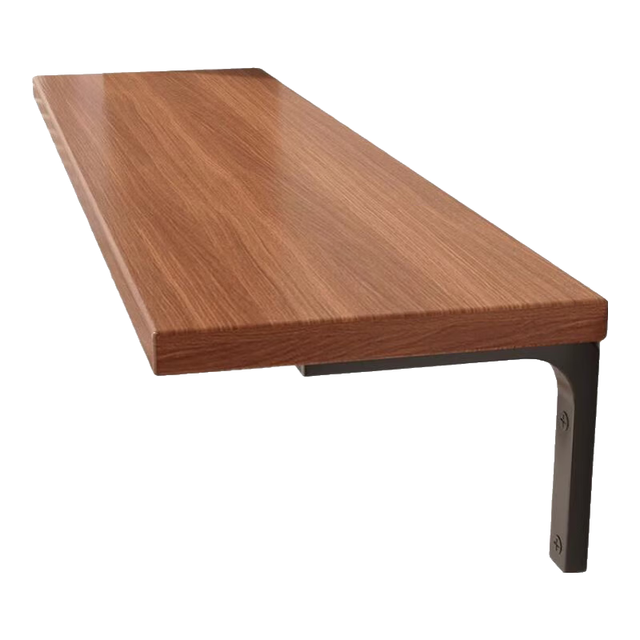 若时 墙上置物架墙壁一字板挂墙免漆板墙面壁挂书架木板隔板悬空置物板 胡桃色20*40