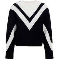 VEROMODA毛衣女2026春季含绵羊毛V字图案撞色简约上衣3261130新年过年 黑 XL