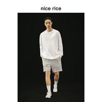 A nice rice好饭 r.系列260G全棉针织休闲百搭圆领打底长袖内搭T恤NCC02017 黑色（罗纹袖口）（260克） XL