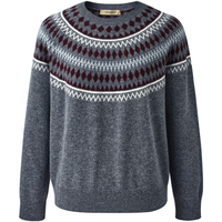 科蒙博卡2025秋冬新款费尔岛提花羊毛衫女装圆领针织衫宽松打底毛衣 碳灰