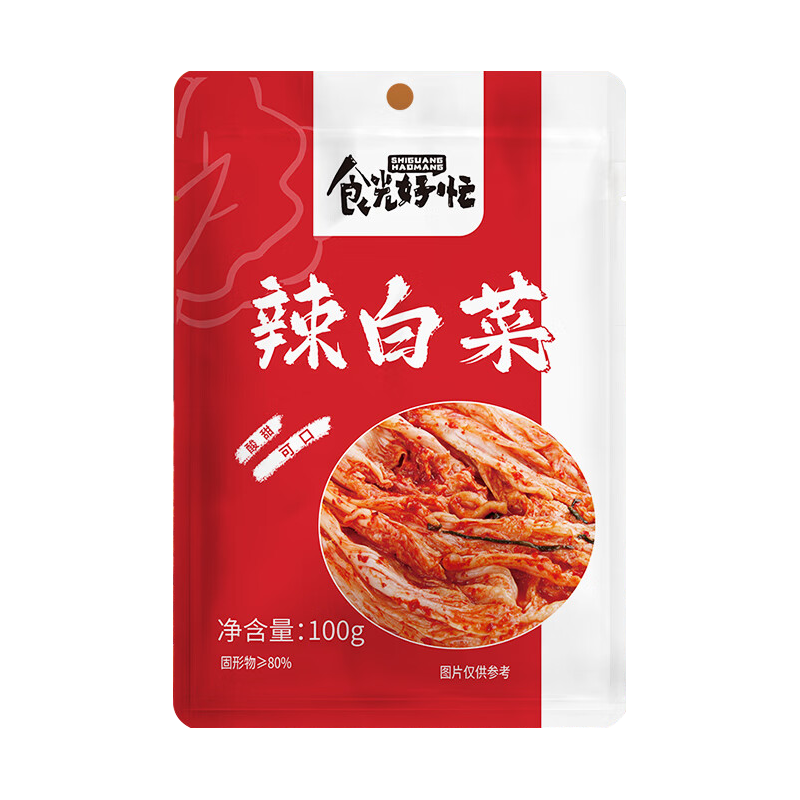 食光好忙辣白菜 韩国风味香辣白菜即食下饭菜咸菜酱菜 100g*5  辣白菜100g*5