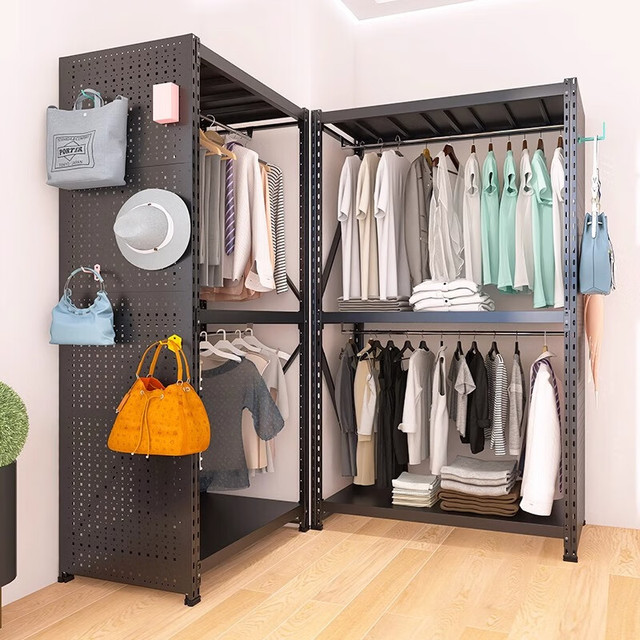 峰阳货架 衣帽架 落地开放式衣架 黑色衣架副架（不能单独使用）