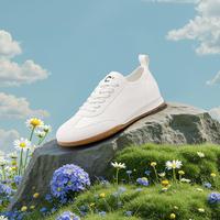 千百度 真皮小白鞋女春秋季透气薄款软底轻便百搭运动休闲鞋复古德训鞋女