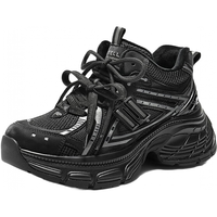 百丽（Belle）周雨彤同款蓝鲸高帮老爹鞋女26春红色商场厚底休闲鞋E8X1DAM6 黑色高帮-绒里【张凌赫同款】 36