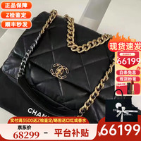 CHANEL 女包香奈儿19bag手袋黑色羊金扣大号36 × 25 × 11 cm