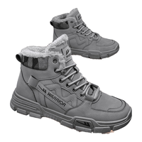 回力(Warrior)马丁靴男靴潮流工装靴男休闲高帮靴 0816 灰色加绒 42