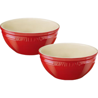 双立人(ZWILLING)陶瓷小碗餐具饭碗汤碗厨房配件红色小碗家用餐具2件套