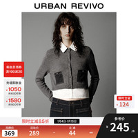 UR BAN REVIVO UR2025 女气质撞色假两件拼接短款针织开衫 UWM950105