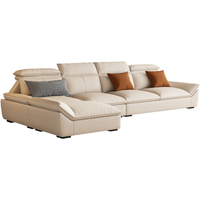 中派法式奶油风真皮沙发客厅大小户型现代简约可调节靠枕 3.6米直排多人位+脚踏 尊享版【全包裹加厚黄牛皮】