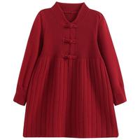 女童红色连衣裙2026新款儿童中式拜年服公主裙周岁礼服小女孩裙子
