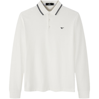 七匹狼长袖T恤2024秋季华夫格狼标绣花时尚百搭通勤男装上衣POLO 801(米白) 175/92A/XL