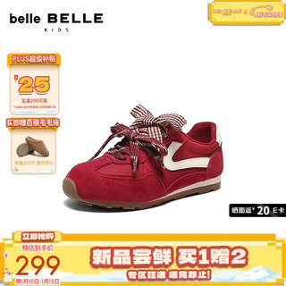  BeLLE/百丽 撞色设计 儿童休闲鞋  红色 34