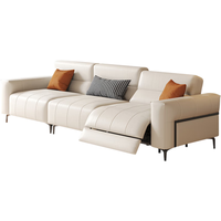 中派现代简约电动多功能伸缩真皮沙发床意式极简小户型客厅 三人位(2.93米) 标准版【桉木+纳帕真皮】