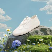 千百度 女士休闲鞋 头层牛皮小白鞋