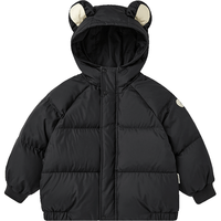 YeeHoO英氏儿童加厚羽绒服外套冬季防寒小熊羽绒服中大童外套2024 亚光黑 130cm-充绒量78g