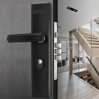 玥玛 TD1003 防盗门把手 不锈钢加厚面板 黑色