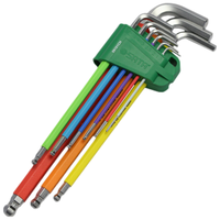 世达（SATA）1.5-10MM 彩虹9件特长球头内六角扳手组套 内六方螺丝刀09101CH