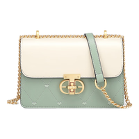 CAHOE KULLO包包女包2025年新款轻奢侈单肩包女士斜挎包小方包圣诞情人节礼物 绿配白-C
