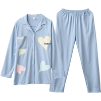 小情歌 【舒适棉质】睡衣女士春秋季棉质长袖大码秋天家居服套装