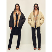 付智恩【CHIC PARKA】 坚果拿铁 青根貂郊狼毛领鹅绒派克皮草外套 浅卡其(青根貂) M