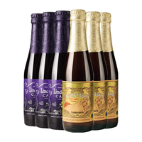  Lindemans/林德曼 精酿果啤 比利时啤酒  250mL 6瓶 桃子*3+黑加仑*3 瓶装