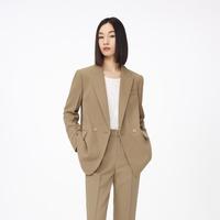 初秋款气质纯色款复古双排扣宽松长袖休闲西装外套女