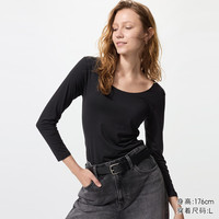 优衣库女装HEATTECH U领T恤/8分袖保暖衣内衣478934 478936 478934/09黑色 L