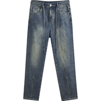 GXG男装 浅蓝系绳设计牛仔裤锥形长裤 24年秋G24X053024 牛仔蓝 165/S