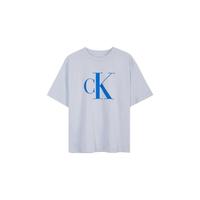 Calvin KleinJeans25夏季女士休闲简约ck字母纯棉圆领纯色针织短袖T恤上衣