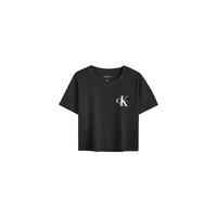 Calvin KleinJeans25夏季女士休闲简约ck字母纯棉辣妹短款针织短袖T恤上衣