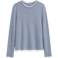 盖璞（GAP）女装2026春季新款莱赛尔混纺logo假两件宽松圆领长袖T恤859002