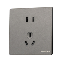 霍尼韦尔(Honeywell)开关插座面板 正五孔10只量贩装 超薄五孔套装 睿翼T3灰