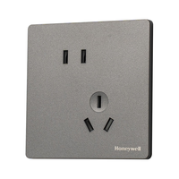 霍尼韦尔(Honeywell)开关插座面板超薄无框哑光亲肤86型 斜五孔大间距 睿翼T3云雾灰