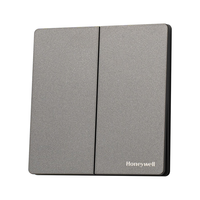 霍尼韦尔(Honeywell)开关插座面板超薄无框 哑光亲肤86型 二开双控 睿翼T3云雾灰