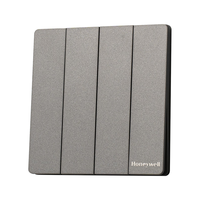 霍尼韦尔(Honeywell)开关插座面板超薄无框 哑光亲肤86型 四开双控 睿翼T3云雾灰