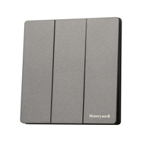 霍尼韦尔(Honeywell)开关插座面板超薄无框 哑光亲肤86型 三开单控 睿翼T3云雾灰