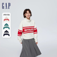 Gap女装春秋LOGO撞色半开襟宽松卫衣美式休闲立领上衣405064