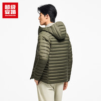 超级安踏 防泼水运动羽绒服男士秋冬连帽石墨烯保暖茄克外套男152546916U 松针绿-2 L