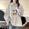 灰色中性风大码卫衣女春秋2024翻领半拉链设计感ins薄款外套 FIP01568*灰色2（薄款） M