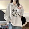 灰色中性风大码卫衣女春秋2024翻领半拉链设计感ins薄款外套 FIP01299*灰色2（薄款） 4XL