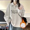 灰色中性风大码卫衣女春秋2024翻领半拉链设计感ins薄款外套 WIP01511*灰色2（加绒） L