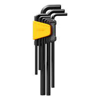 得力（deli）发黑防锈高硬度特长平头内六角扳手组合套装螺丝刀组套9件套