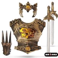米诗德古代将军铠甲儿童服装儿童玩具刀剑盾牌男孩子古代盔甲龙骑士服装 古铜龙爪盔甲套装[新式