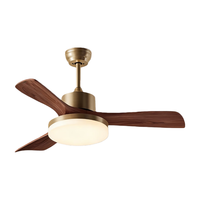 未来蓝天中古风北欧风扇灯大力胡桃木色吊扇灯护眼客厅餐厅卧室灯电扇灯 【亏本促】36寸直径93cm三叶+黑色+遥控