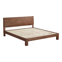 林氏家居 复古中古风胡桃色全实木床排骨架1.51.8米可选大床小满系列PK20A 全实木床 1.8米x2米