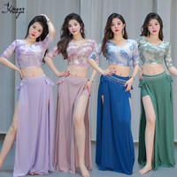 妸蕴 肚皮舞服装 2025新款 印花撞色性感显瘦练功服 东方舞表演团体舞蹈服